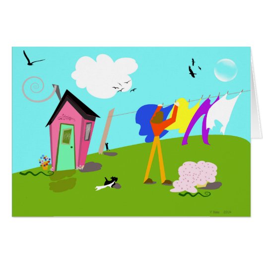 Original digital artwork "Laundry Helper" Cards (Front Horizontal)
