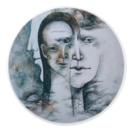 Original digital fine art surrealism  ceramic knob