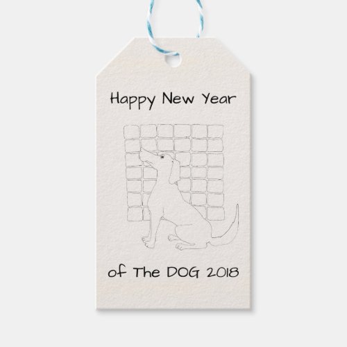 Original Dog Drawing Chinese Dog Year 2018 gift T Gift Tags