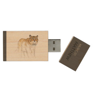 Original Drawing 1 Chinese Tiger Year p Birthday U Wood Flash Drive