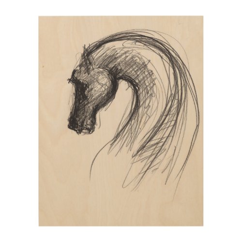 Original Drawing 1 Horse Year Zodiac Wood Canvas