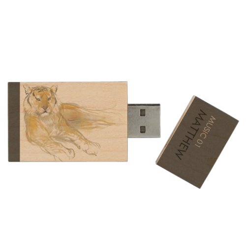 Original Drawing 2 Chinese Tiger Year p Birthday U Wood Flash Drive