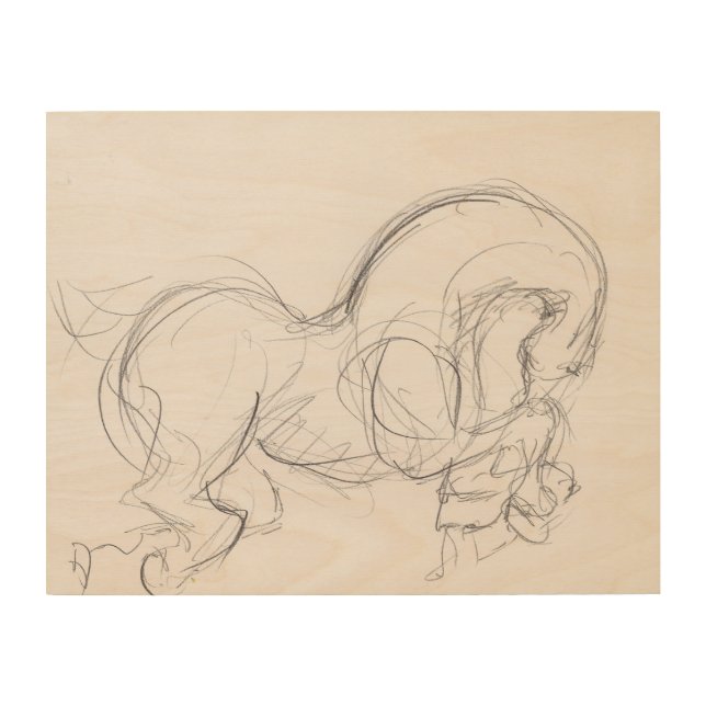 Original Drawing 3 Horse Year Wood Wall Art (Front)