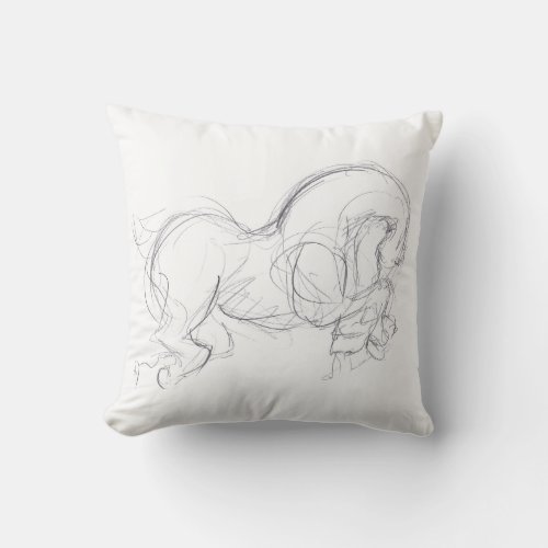 Original Drawing 3 Horse Year Zodiac Birthday P Throw Pillow