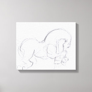 Original Drawing 3 Horse Year Zodiac  Canvas print
