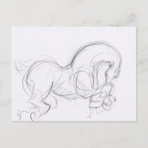 Original Drawing 3 Horse Year Zodiac Postcard