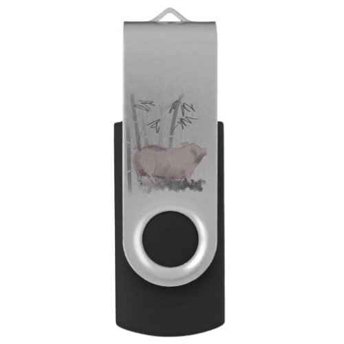 Original Drawing Pig and Bamboos USB Flash Drive