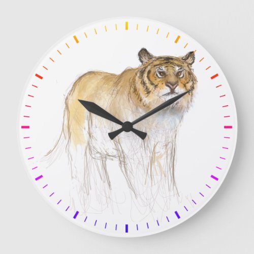 Original Drawing Tiger Year Birthday RWC2 Large Clock