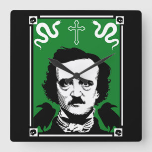 Original Edgar Allan Poe Square Wall Clock