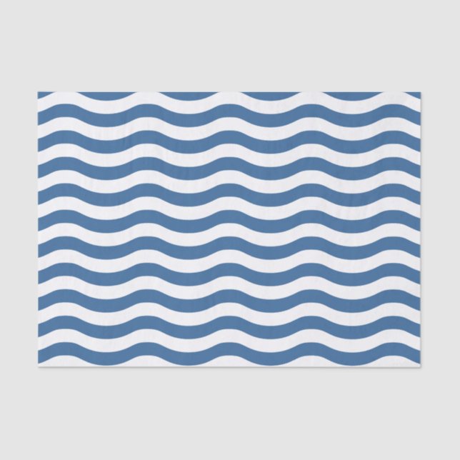Original elagant Navy Striped Nautical Waves Tissue Paper (Front)