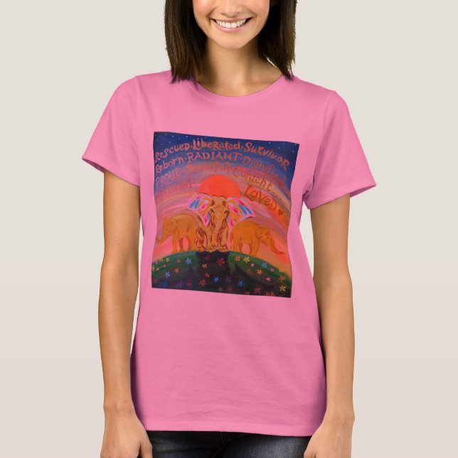 Original Ele-art on pink tye dye. T-Shirt (Front)