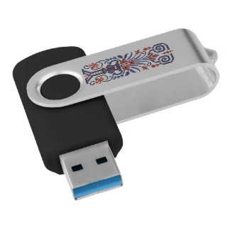 Original Elegant cross-stitch floral flower design USB Flash Drive