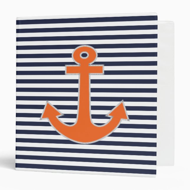 Original Embroidery Anchor Captain Nautical Binder (Front/Inside)