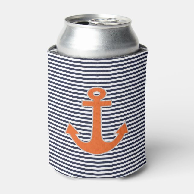 Original Embroidery Anchor Captain Nautical Can Cooler (Can Front)