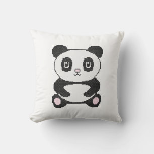 Original embroidery cross-stitch cartoon toy panda throw pillow