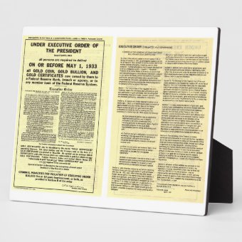 ORIGINAL Executive Order 6102 April 5 1933 Plaque | Zazzle