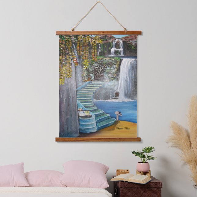 Original Fantasy Dwelling in Oil  Hanging Tapestry (Bedroom)