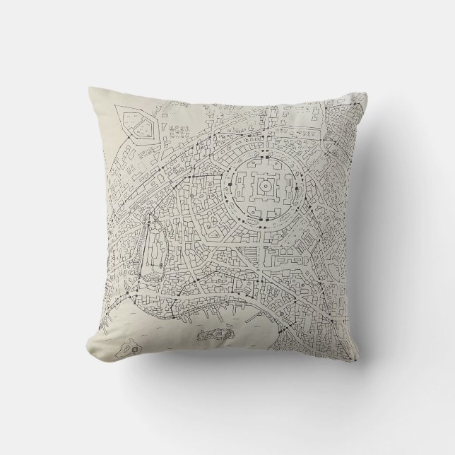 Original Fantasy Map Throw Pillow (Front)