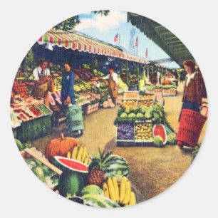 Original Farmer's Market, Hollywood, California Classic Round Sticker