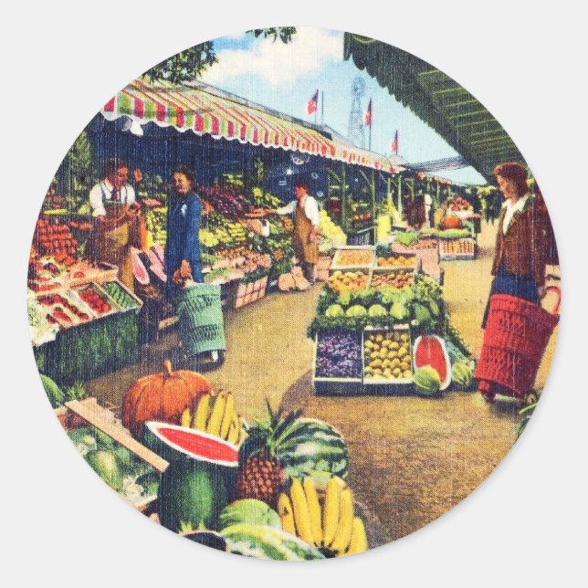 Original Farmer's Market, Hollywood, California Classic Round Sticker (Front)