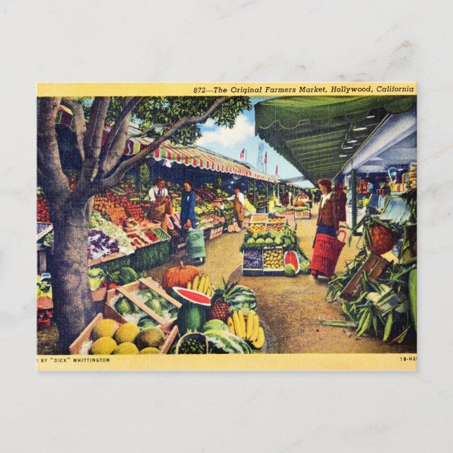 Original Farmer's Market, Hollywood, California Postcard (Front)