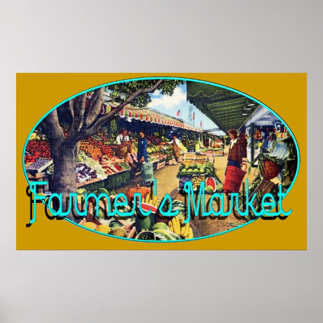 Original Farmer's Market, Hollywood, California Poster (Front)