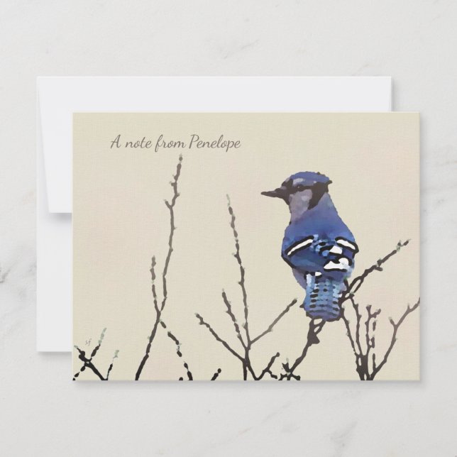Original Fine Art Blue Jay for Bird Lovers  Note Card (Front)