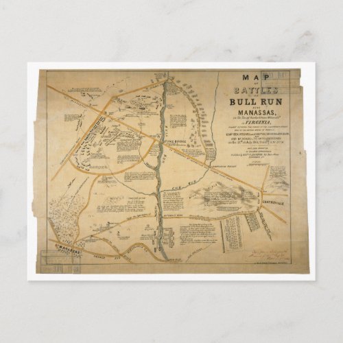 ORIGINAL First Battle of Bull Run Civil War Map Postcard