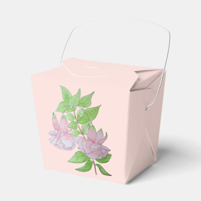 original floral design of pretty pink flowers favor boxes (Front Side)