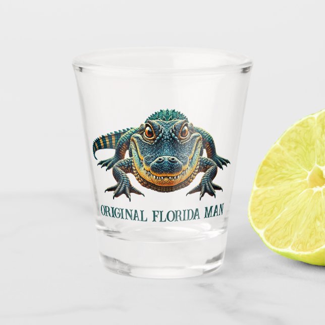 Original Florida Man with Alligator Shot Glass (Front)