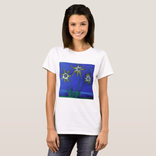 Original Flowers Painting  Basic T_Shirt White T_Shirt