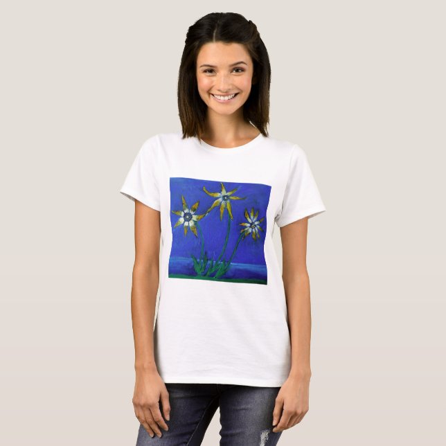 Original Flowers Painting  Basic T-Shirt, White T-Shirt (Front Full)