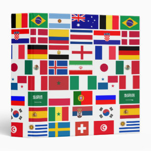 Original FOOTBALL SOCCER TEAM FLAGS 2018 pattern 3 Ring Binder