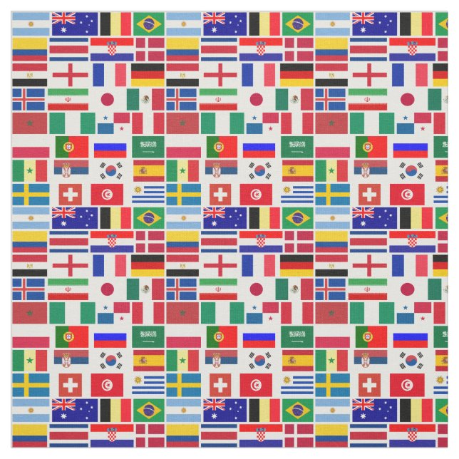 Original FOOTBALL SOCCER TEAM FLAGS 2018 pattern Fabric (Swatch)