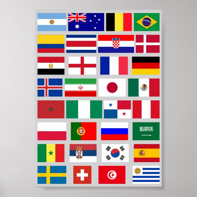 Original FOOTBALL SOCCER TEAM FLAGS 2018 pattern Poster (Front)