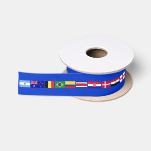 Original FOOTBALL SOCCER TEAM FLAGS 2018 pattern Satin Ribbon