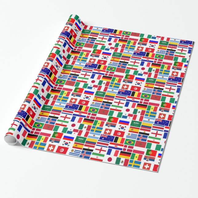 Original FOOTBALL SOCCER TEAM FLAGS 2018 pattern Wrapping Paper (Unrolled)