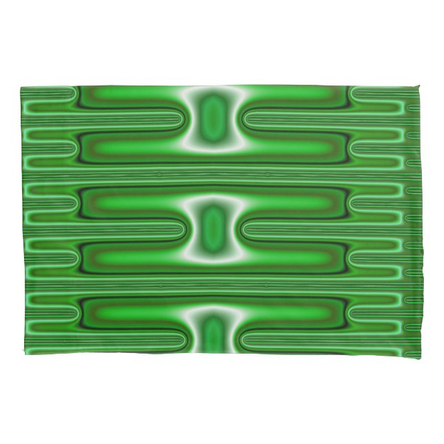 ~ Original Fractal ~ White Green Black ~  Pillow Case (Front)
