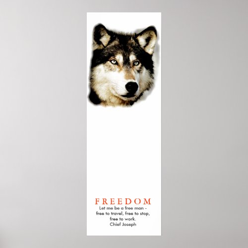 Original Freedom Motivational Wolf Poster Print