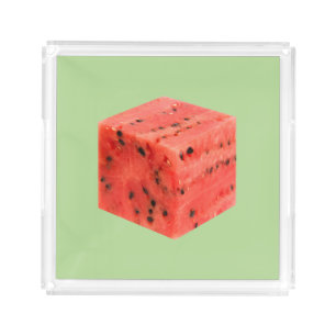 Original Fresh Sweet Red Watermelon Food Cube Acrylic Tray