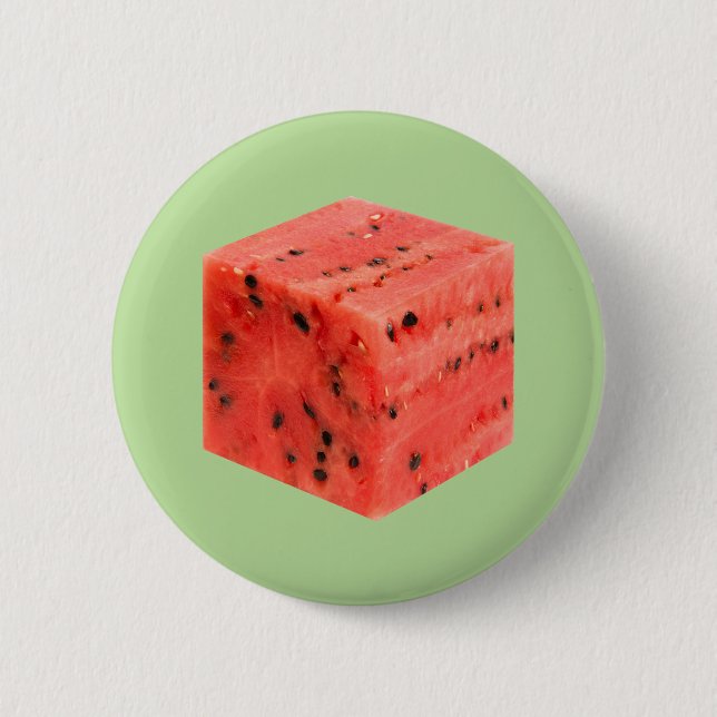 Original Fresh Sweet Red Watermelon Food Cube Button (Front)