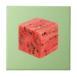 Original Fresh Sweet Red Watermelon Food Cube Ceramic Tile