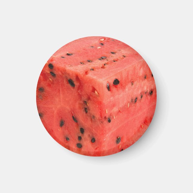 Original Fresh Sweet Red Watermelon Food Cube Magnet (Front)