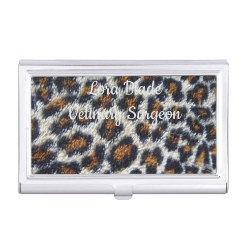 original funky fun fluffy leopard pattern business card case