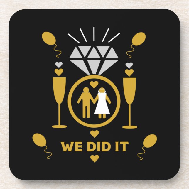 Original Funny Engagement Congratulations   Beverage Coaster (Front)