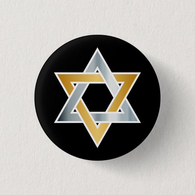 Original gold silver Star of David symbol Button (Front)