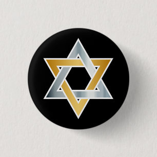 Original gold silver Star of David symbol Button