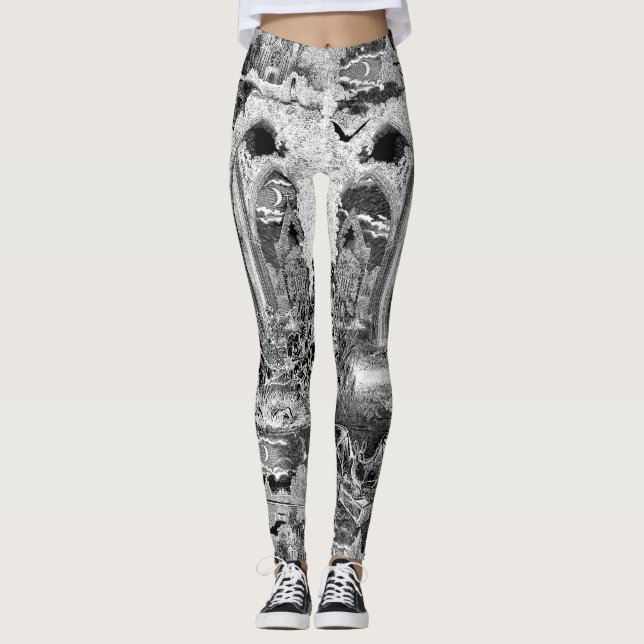 Original Gothic Vampires Crypt Graves Bats Skulls Leggings (Front)