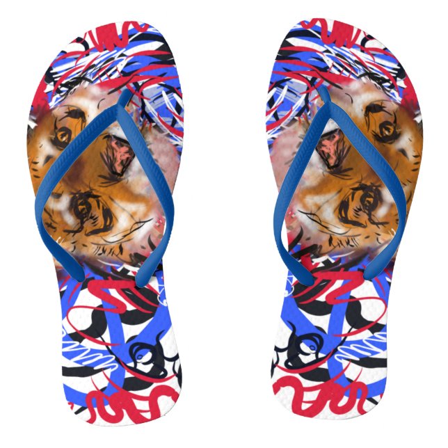 Original graffiti style Tiger Chinese Year Zodiac Flip Flops (Footbed)