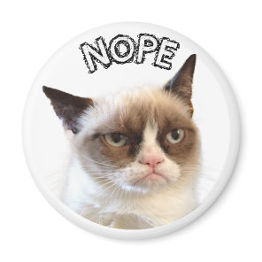 Original Grumpy Cat Round Magnet "NOPE"